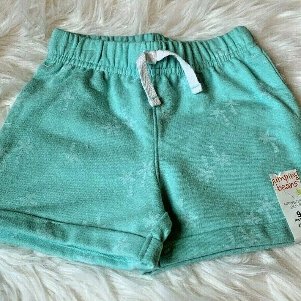 Jumping Beans Baby Boys Tropical Print Aqua Shorts Size 9 Months NWT